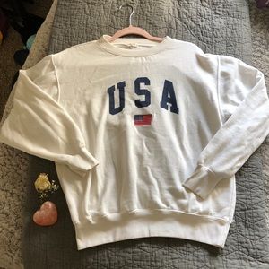“USA” White Brandy Melville Crewneck